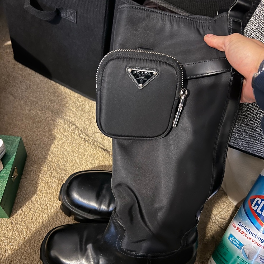 Prada Black Nylon Boots with Pouch